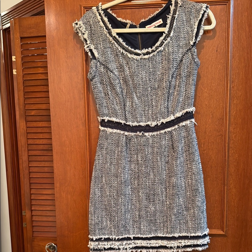 Rebecca Taylor Black and White Textured Mini Dress